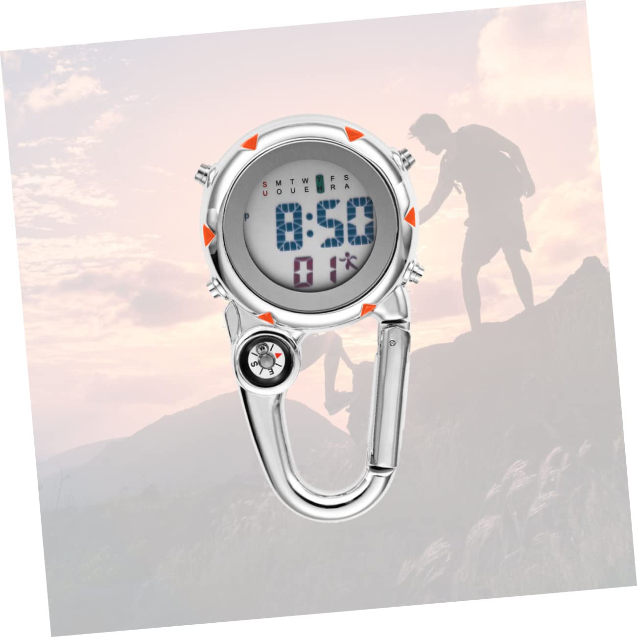 ifundom Gancio in Acciaio Inossidabile Orologio in Acciaio Inossidabile Orologio per Esterno Clip Sull'orologio Attenzione All'arrampicata Accessorio Orologio Orange