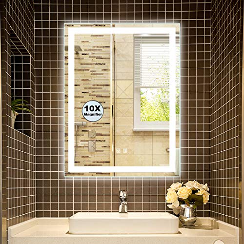 M LTMIRROR Bathroom Vanity Makeup Mirror with LED Lights Wall Mounted, 24x32 Inch