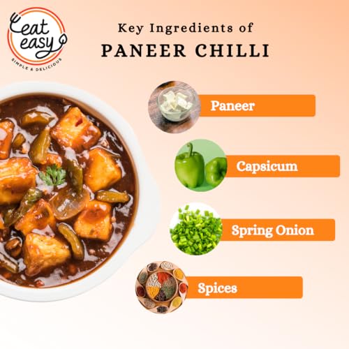 Image of Eat Easy Ready to Eat Paneer Chilli 95g (Pack of 2) After Preparation 235g | Just Add Hot Water & Cook, Freeze Dried Instant Protein Rich Paneer with Spices & Vegetables for Travelers, Trekkers, Student