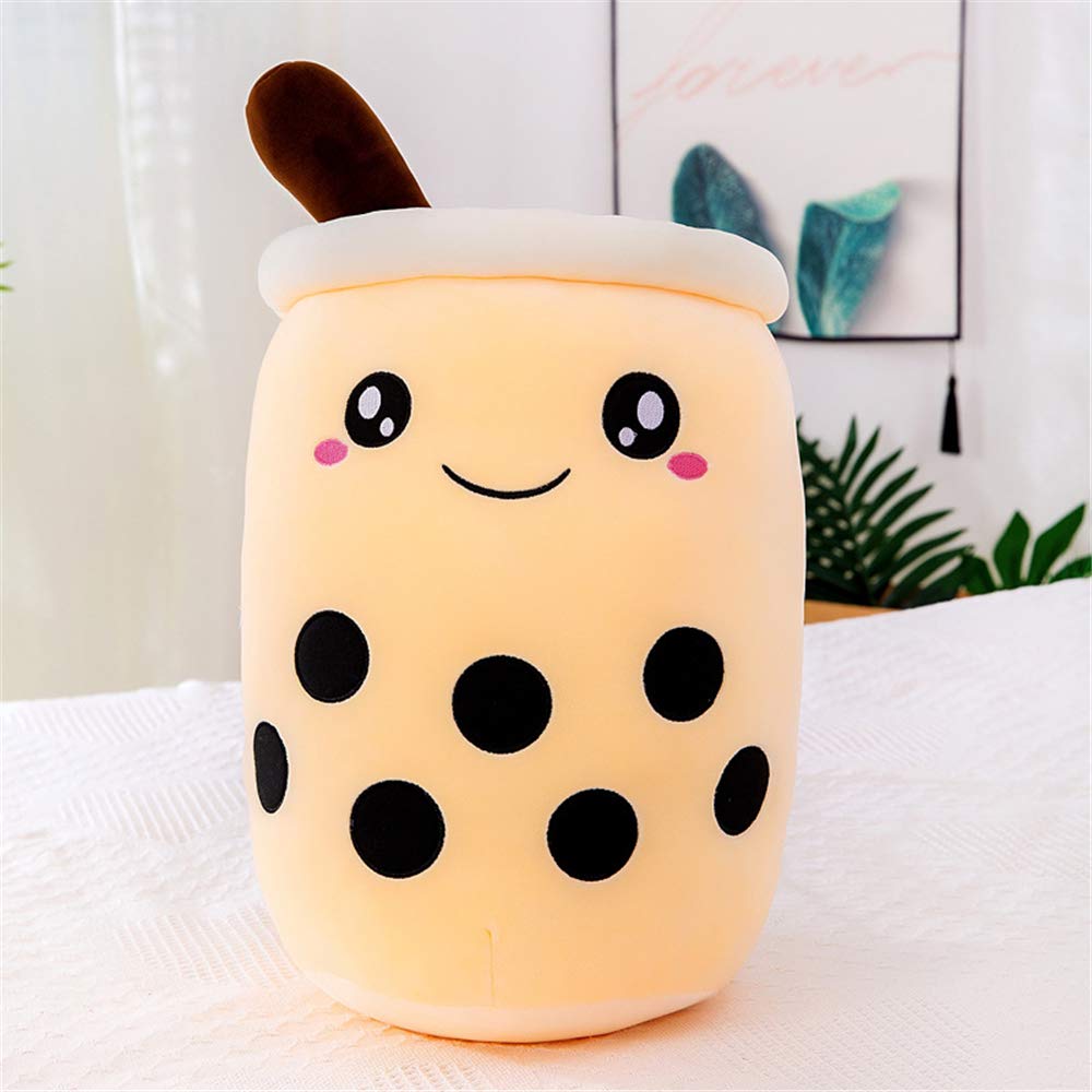 Kowaka Boba Plushie pluche kussen, creatieve bel melk thee cup vormige knuffelen kussen gevuld speelgoed, beige schattig, klein 24,9 cm (9,8 in)