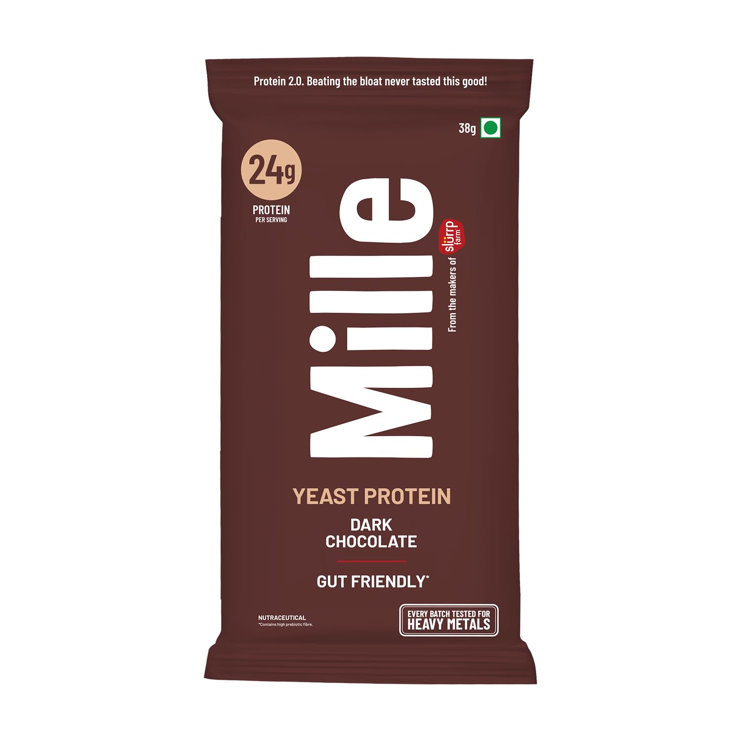 Mille Yeast Protein Dark Chocolate | Made with Fermented Yeast Protein | No Bloat Vegan No Added Sugar | Has All 9 Essential Amino Acids | No Adulteration | 38g Trial Pack-image-3