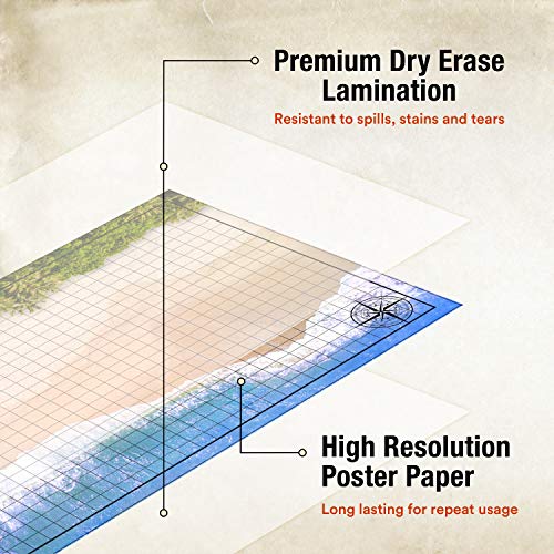 Tidyboss Dnd Starter Set Battle Game Mat -3X Double Sided Battle Board 24X36-6 Terrains Tabletop Mat, Dry Erase Markers, Eraser, Dice And Clips -Rpg Battle Terrain Dungeons And Dragons Starter Set #TOP3