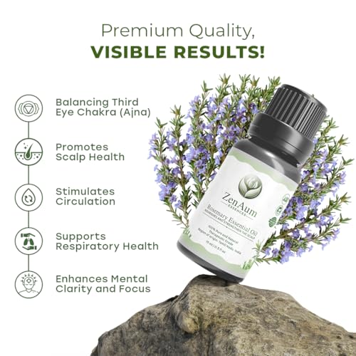 Image of 100% Pure Rosemary Essential Oil | Stimulates Hair & Mental Clarity | Scalp Nourishment, Focus & Relaxation | FDA Approved | Diffuser & Massage Use - 15ml - Pack of 2