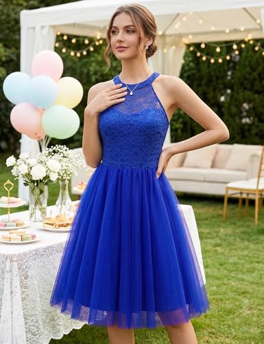 Image of Dressystar Women's Sequin Short Prom Dress Sparkly Halter Tulle Cocktail Party Homecoming Dresses