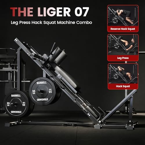 Image of GMWD Leg Press Hack Squat Machine Combo, Leg Exercise Machine with Linear Bearing, 45-Degree Lower Body Special with Weight Storage for Quads, Hamstring, Glutes, Calves, Home Gym Leg Day Equipment