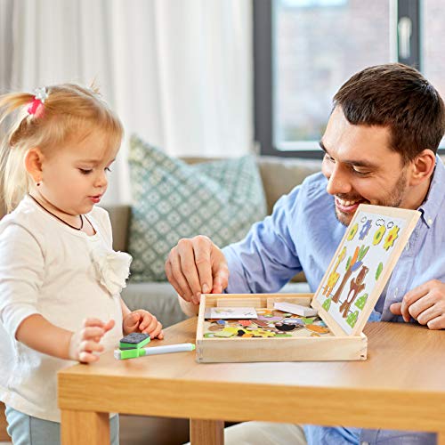 image for Gemileo Educational Toys Wooden Magnetic Drawing Board for Kids Animal