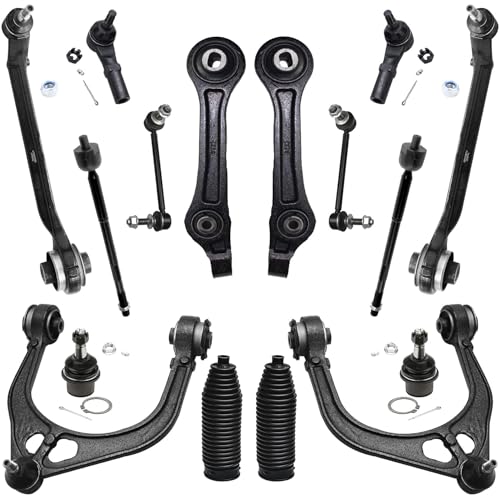 Detroit Axle - 16pc Front Suspension Kit for Chrysler 300 Dodge Challenger Charger 2011 2012 2013 2014, 6 Control Arms Upper & Lower 2 Sway Bars 4 Tie Rods 2 Lower Ball Joints 2 Boots Replacement