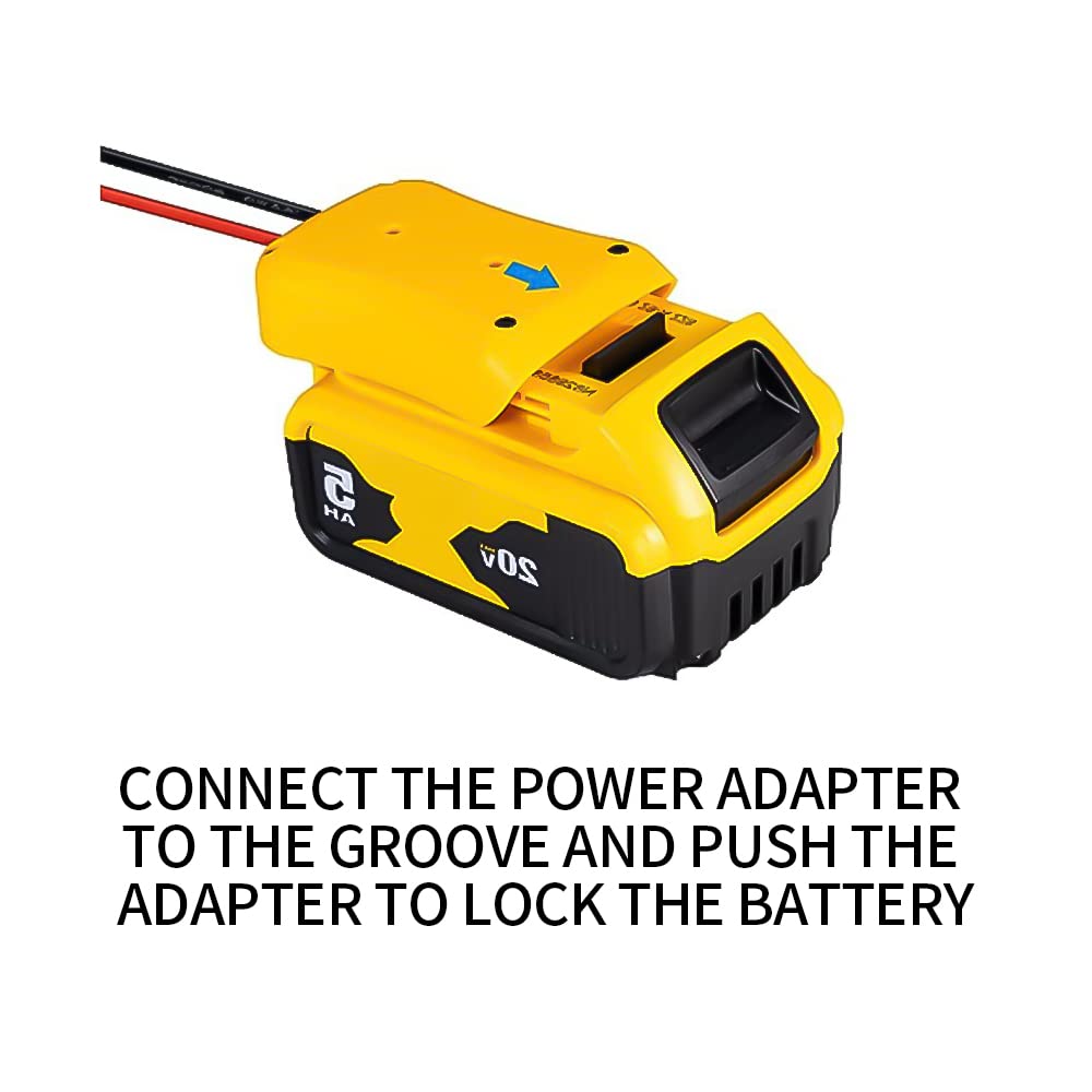 Adattatore per ruota motrice per Dewalt 14,4 V/18 V/20 V Morsetti per cavi per batterie agli ioni di litio, porta CC e lampada da lavoro a LED, doppio caricatore USB, connettore di alimentazione (A)