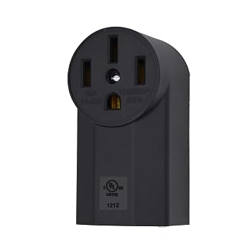 VAV NEMA 14-50R 50A Outlet, 3-Pole 4-Wire, UL Listed, for EV/RV/Range | 125/250 Volt Black Stove Outlet