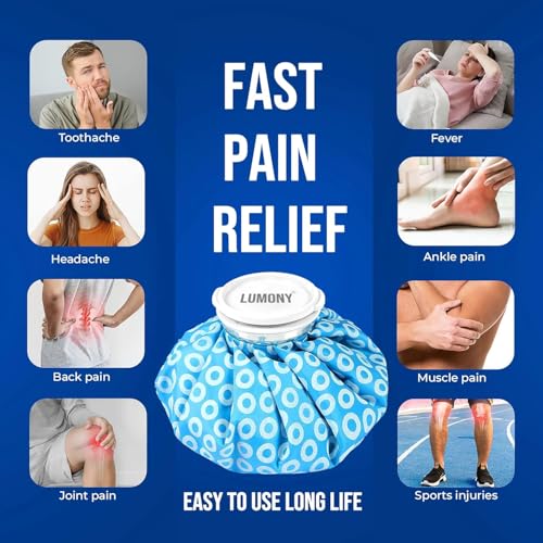 Image of LUMONY | Combo | Hot Water Bag (2 litre) Non Electric Rubber Bottle hot bag & Ice Bag for Pain Relief 9Inch Ice Pack Bag for Pain Relief Cold Water Bag for First Aid Sports Injury (Combo Ice bag & Rubber Bag)