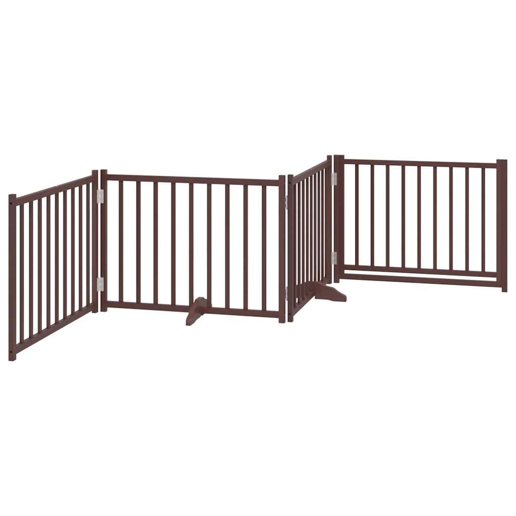 vidaXL Puerta de Perros Plegable 4 Paneles Madera Abeto marrón 320 cm, Puerta para Mascotas, Puerta de Seguridad para Perros, Puerta para Perros de Seguridad