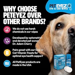 Ear  eye wipes  solution for dogs  cats  veterinarian formulated facial cleanser wipes  protects  soothes the skin  tear stain remover wipes for dogs  60 wipes + 150ml   cucciolini doodles