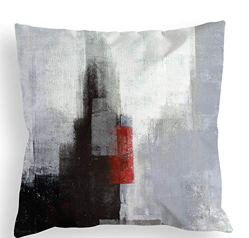 Colorpapa Red And Black Throw Pillow Covers 18X18 Set Of 4 Decorative Cushion Cover Grey Abstract Art Painting Pillowcase For Sofa Bedroom Living Room Décor #TOP2