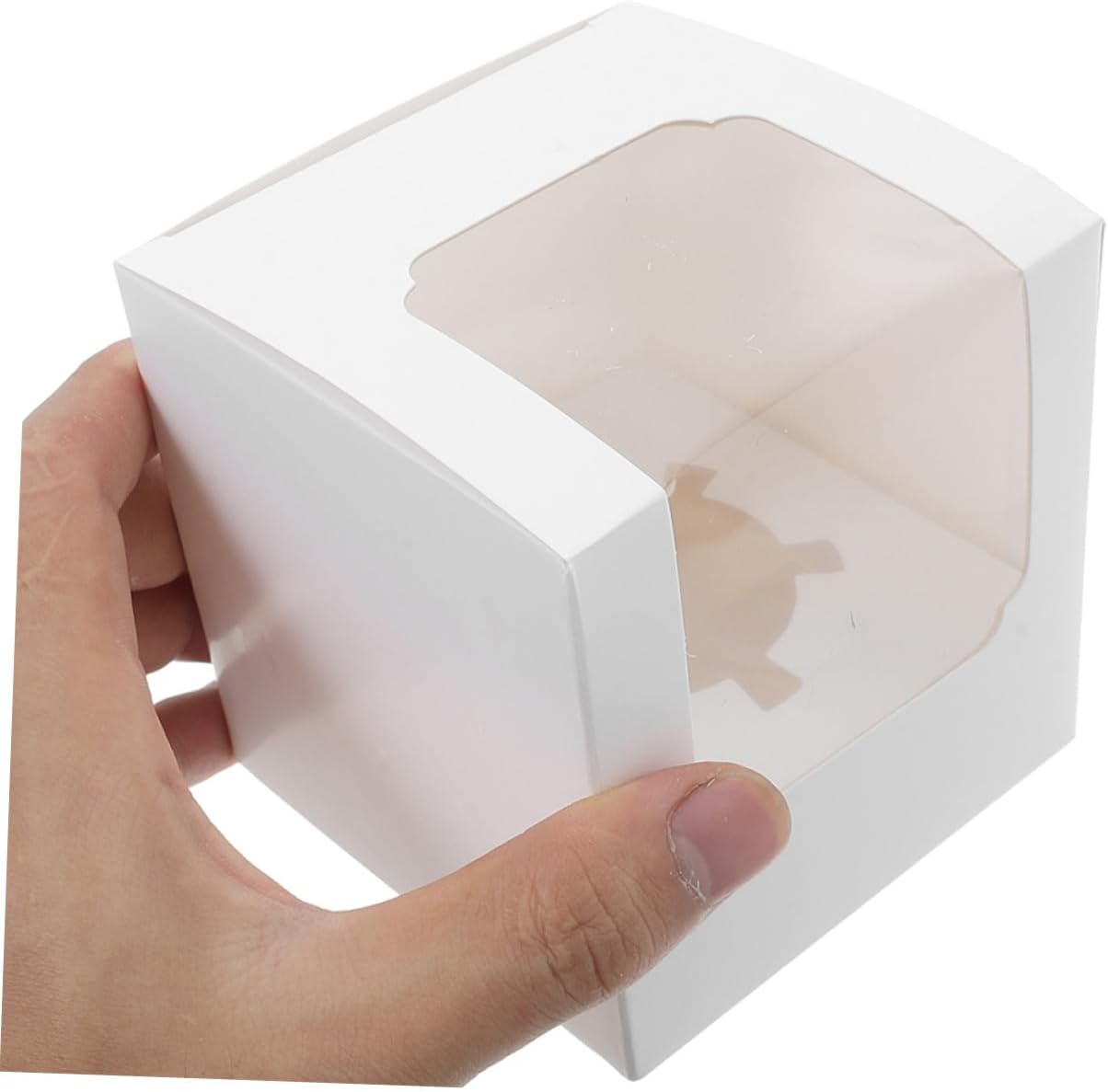 40pcs White Single Cupcake Boxes with Inserts and Window Lids, Individual Cake Containers for Muffins and Pastries, Portable Carrier for Weddings, Birthdays, and Showers