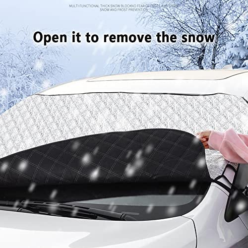 KIFIDAN 4 Layers Thickening Car Windshield Snow Cover Upgrade with Night Reflection Cld-Resistant Protection Remove Snow Prevent Frost Fit for SUV, Truck, Sedan,Van
