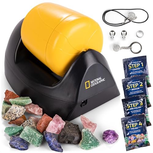 National Geographic Starter Rock Tumbler Kit - Durable Leak-Proof Rock Polisher - Complete Rock Tumbling Kit with 4-Stage Silicon Carbide Grit - Geology Hobby, Rocks & Crystals (Amazon Exclusive)
