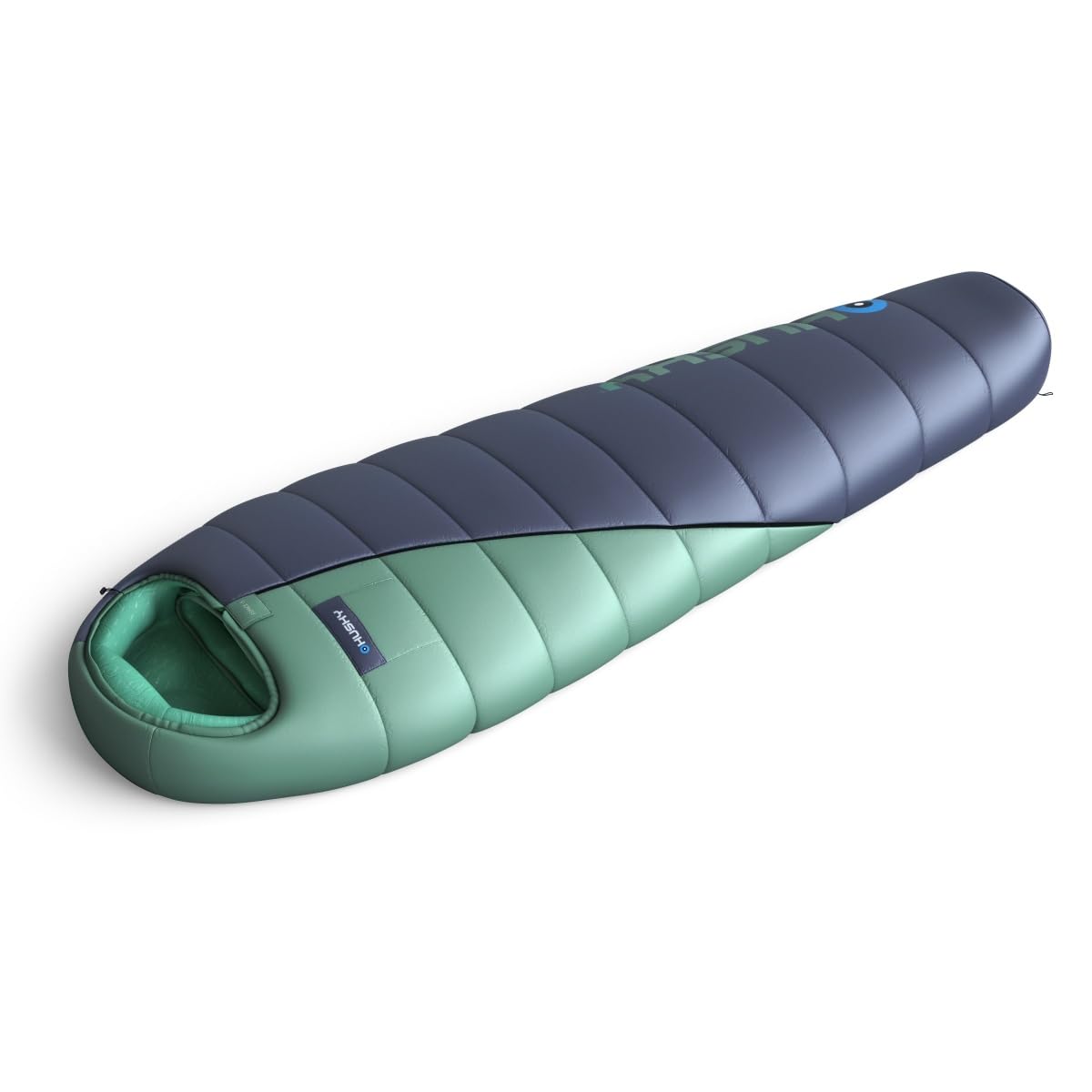 Husky Espace Ultraleicht Schlafsack 3 Jahreszeiten bis -6°C, Warmer Sommer Mumienschlafsack für Erwachsene, Sommerschlafsack für Camping, Trekking und Outdoor (Blau/Mint, 210x85)