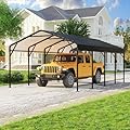 Polar Aurora 12x20 FT Metal Carport, Car Port with Enhanced Base Heavy Duty Garage Outdoor Galvanized Car Shelter, for Car, Boats and Truck