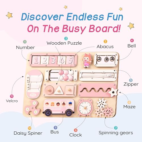 large busy board montessori toys for 1 2 3 year old - sensory toys for toddlers 1-3 - fine motor skills amp early learning - montessori gift for boys amp girls - travel-friendly amp safe