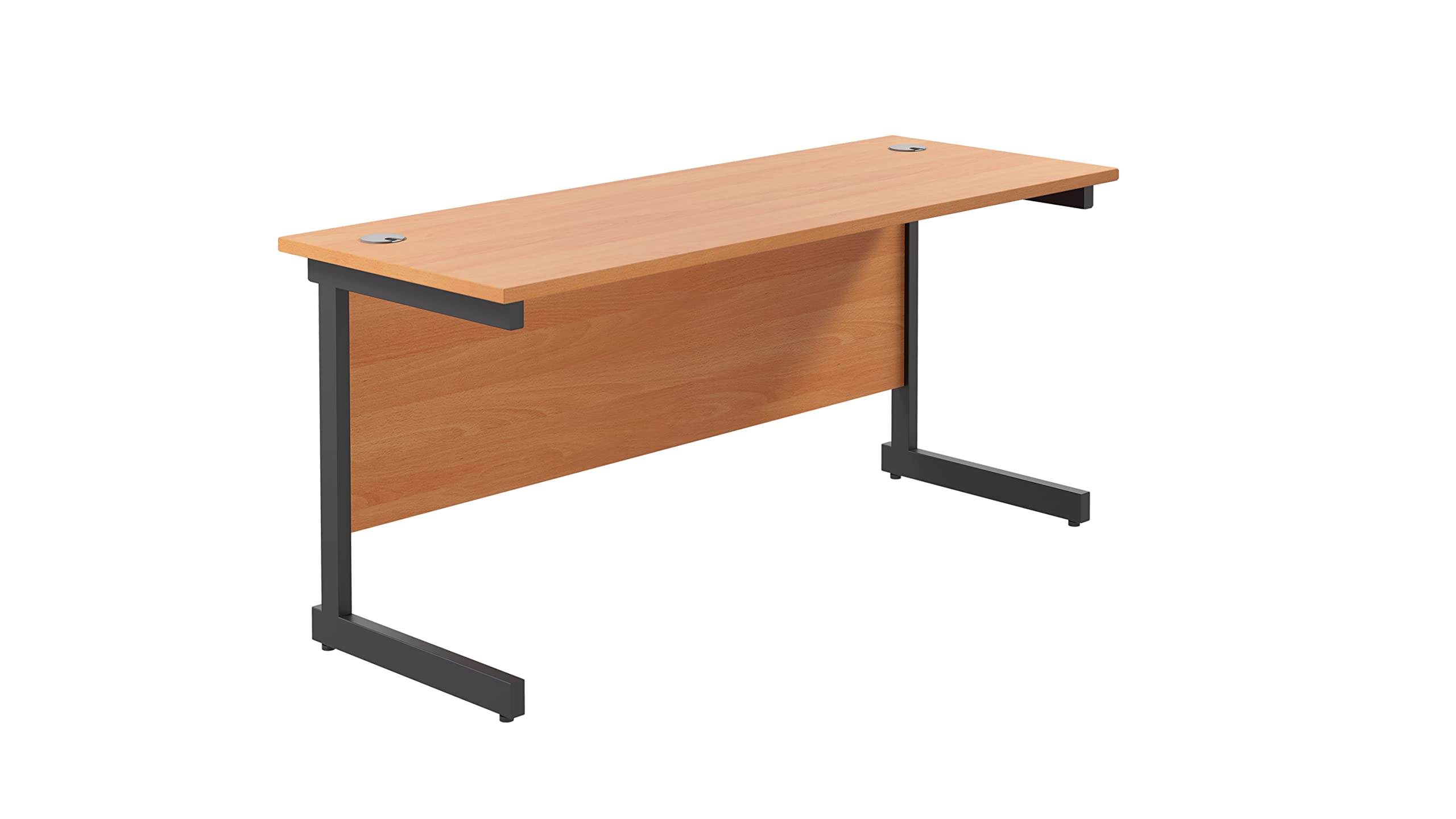 Office Hippo Heavy Duty Rectangular Cantilever Desk - Home Office Table + Integrated Cable Ports, PC Desk - 5 Yr Warranty - Silver Frame/Oak Top, 120cm x 80cm — view 44