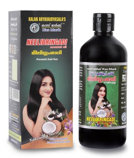 Kas Mark Kalan Aryavaidya Sala Neelibringadi Coconut Hair Oil 450ml | Routine Hair Oil | Helps control hair fall & strengthens hair Made with 12 herbs, including bhringaraj, amla, indigo, karnasphota and pure coconut oil.
