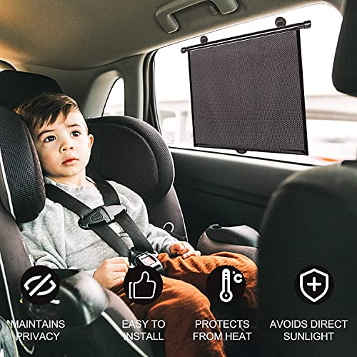 PLTCAT 2 Pack Large Car Sun Shade Side Window for Baby, Roller Vehicle Shades Sun Protection Shade for SUV Truck Side Window(Large-18''x20'') by yaaduo - Image 2