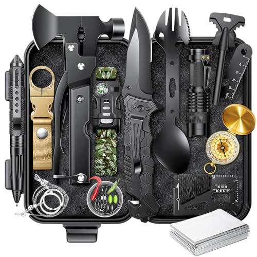 Gifts for Men Dad Him Christmas – Survival Gear and Equipment 21 in 1, Survival Kits – Gifts for Men Dad Him Teen Boys – Stocking Stuffers & White Elephant Gifts