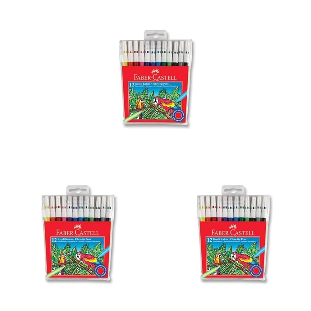 Faber-Castell Keçeli Kalem, 12 Renk 3lü paket