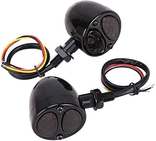 Riloer Motorcycle 12V LED Smoke Lens Bullet Brake Running Turn Signal Tail Light Blinker 8mm, 3 In 1 Universal Motorcycle Amber Red Bullet Turn Signals, Brake Running Lights Turn Indicators