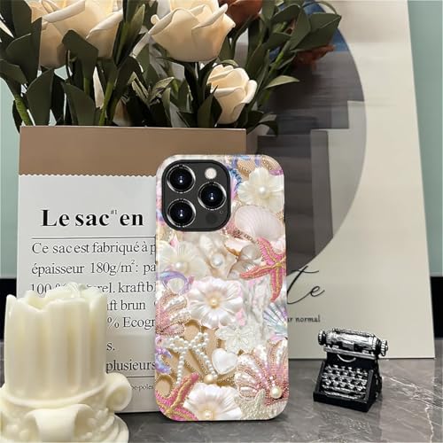 Yesad Case Compatible with iPhone 14 Pro Max, Cute Dual Layer Hybrid Phone Cover, Military Grade Drop Protection, Aesthetic Shockproof Phone Case for Women Girls, Glam Pearl Seashell - image 4