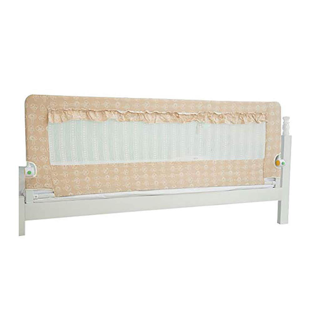 Valla De Cama De Seguridad Infantil, Barandilla De Cabecera Anticaída Plegable Portátil, Barandilla Deflectora De Algodón Universal,Amarillo,1.5m