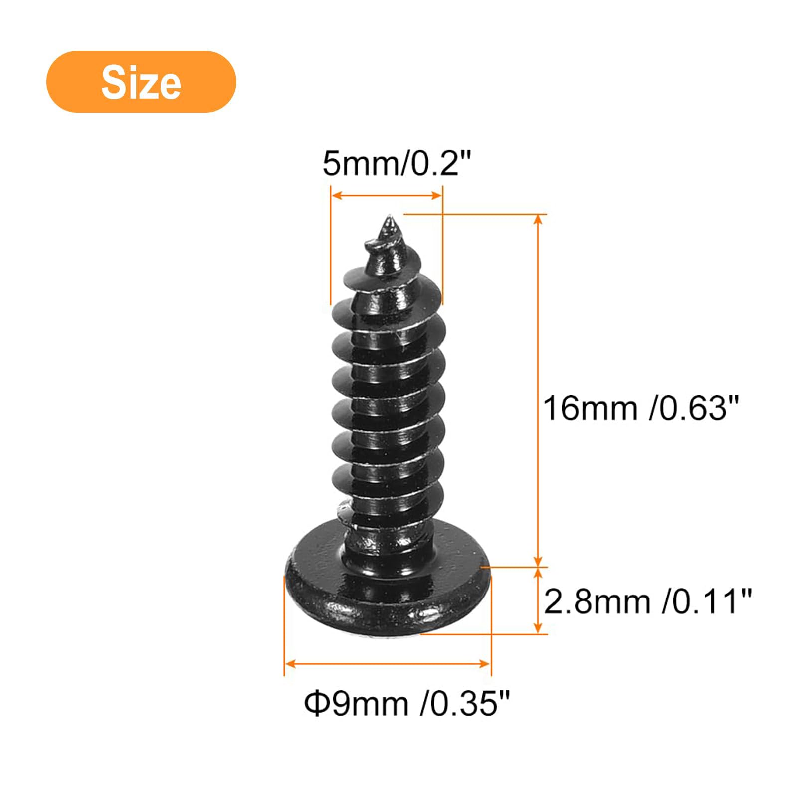 TA-VIGOR 50Pcs Self Tapping Screws, M5 Phillips Pan Head Screw, 16mm Round Head Tapping Screws - Image 2