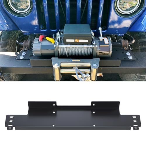 KUAFU Winch Mounting Plate Compatible with 1987-2006 Jeep Wrangler YJ TJ LJ 4WD Black - 12000 LBS Capacity