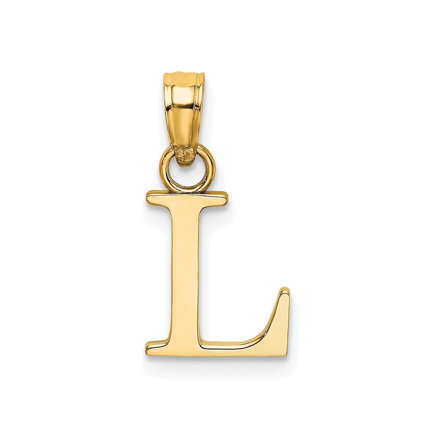 Jewelry Affairs Solid 14K Gold Polished Block Initial Letter Pendant, 12x10mm