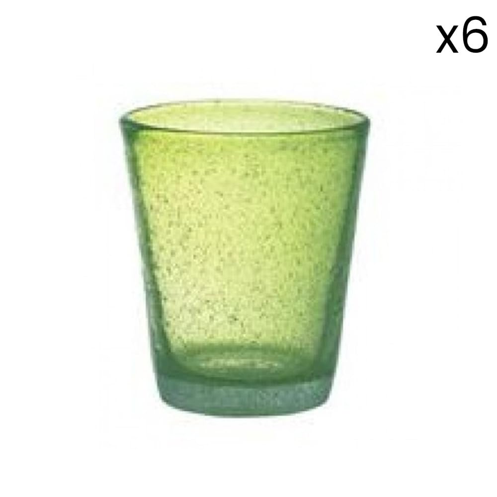 Livellara Trinkgläser, mundgeblasenes Glas, 6er-Set, bunt, modern, besonders, Fassungsvermögen 450 ml, hitzebeständig, für Wasser, Cocktails, Säfte, Pistazie