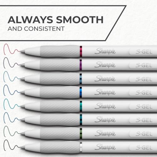 Image of Sharpie S-Gel Pens, Pearl White Body, Fashion Barrel, Medium Point (0.7mm), Colorful Ink, 12 Count, USA 250th Anniversary Edition