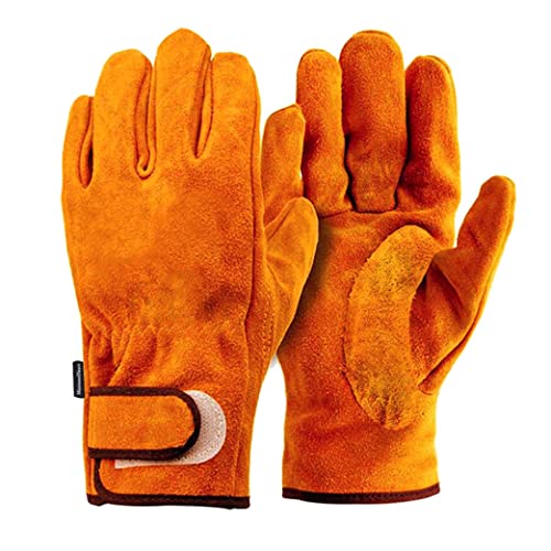 Leather Heat & Fire Resistant Glove Welding Gloves Safety Gauntlet Gloves Woodburner Fireplace Oven Gloves Bbq Baking Gloves For Bqq Welding Oven Grill Gardening #TOP25