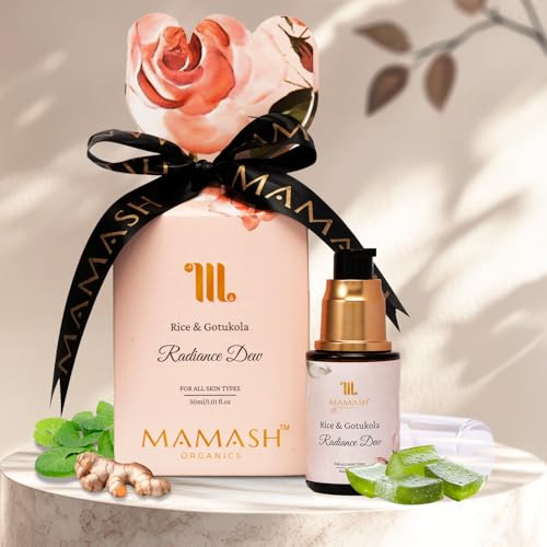 Mamash Organics Face Serum – Rice & Gotu Kola Radiance Dew | Reduces Pigmentation | Skin Brightening | 100% Organic | For Oily/Combination skin types | All-day Oil Control for Hydration & Glow – 30ml