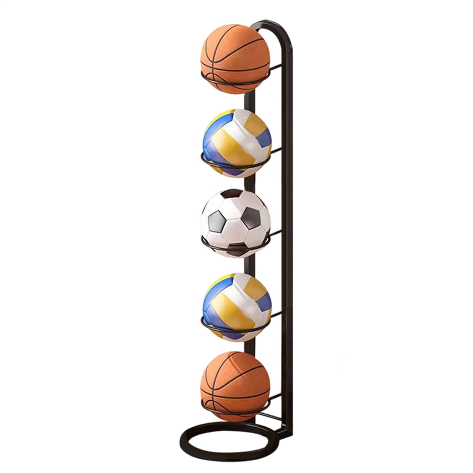Oszczędność miejsca stojak do przechowywania koszykówki, 880 g, 5-poziomowy sprzęt sportowy do garażu, siłowni, idealny do koszykówki, siatkówki, sprzętu piłkarskiego