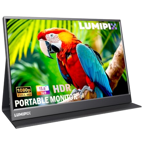 15.6 Inch Portable Monitor 1080P FHD IPS Gaming Display Monitor with USB-C & HDMI Light Weight Ultra-Slim External Second Screen with Smart Cover & Speakers for Laptop,PC, Mac, Phone, PS5, Switch