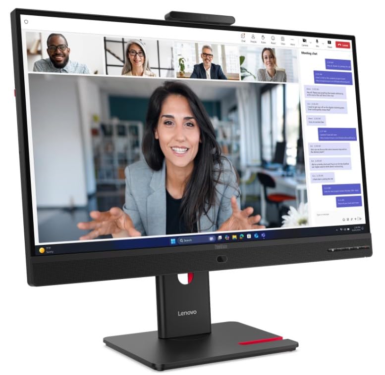 Image of Lenovo ThinkVision T27QD-4v 27-Inch QHD IPS Monitor | VRR of 48-120Hz, USB-C Hub with 100W PD, RJ45 Ethernet, 5MP AI Webcam, Height Adjustable Stand
