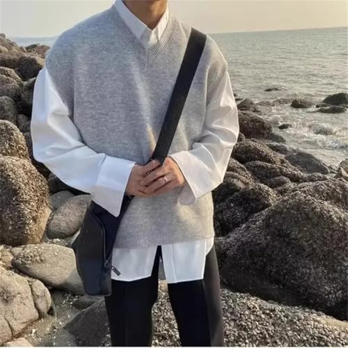 Men's Knit Sweater Vest Sleeveless Waistcoat Cotton Pullover Business Korean Winter Tops3