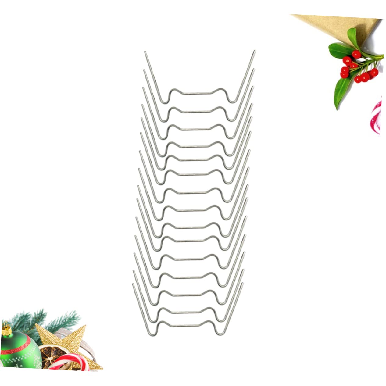 BESTonZON Garden Ground Nails 50pcs W-Shape Nails for Outdoor Use Tents Canopies Tarps Landscaping Plants Silver