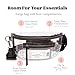 Clear Fanny Pack for Women- Extra Long Strap- Fashionable Clear Bag for Stadium Events w/Privacy Pouch - Lightweight See-Through Bag - Stadium Approved Portable Belt Bags for Events