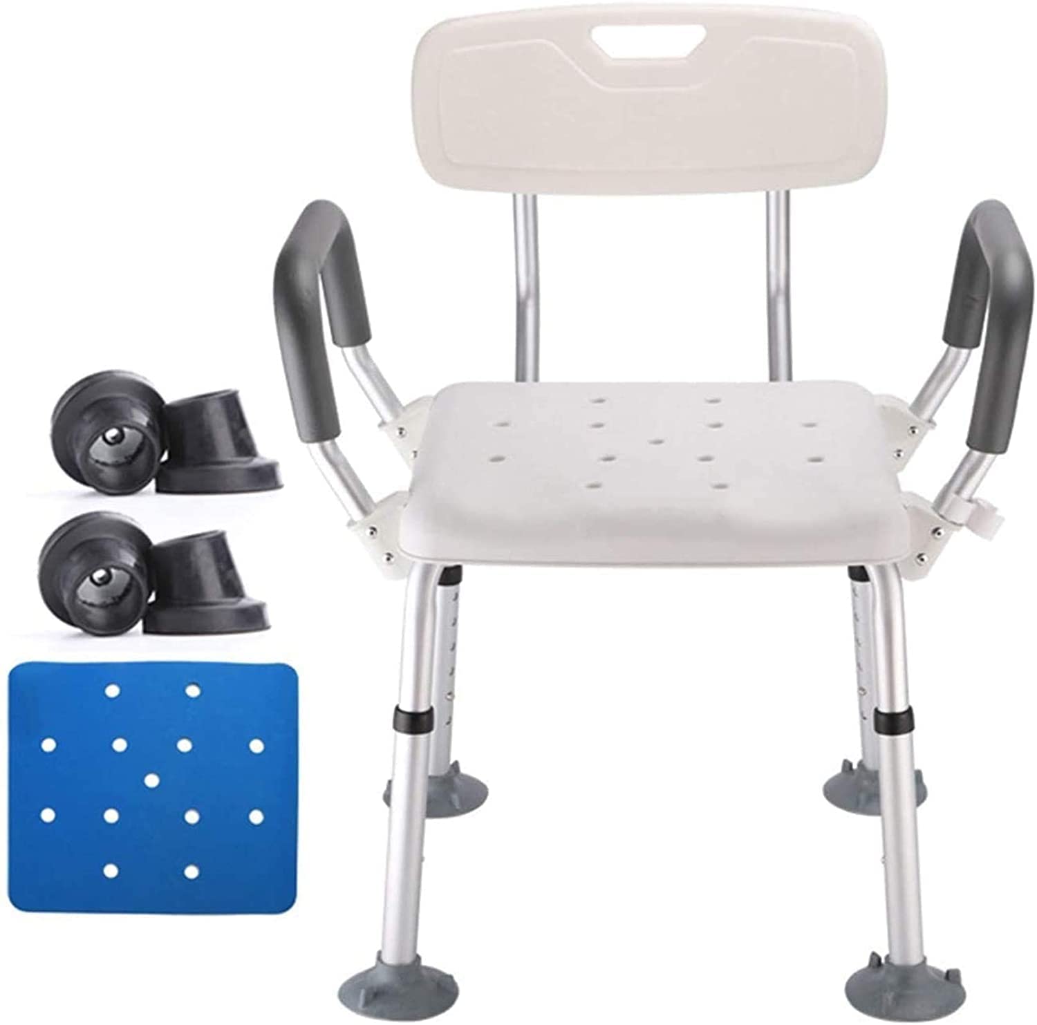 Taburete de Ducha Asiento de Ducha Silla de Ducha Regulable en Altura con Reposabrazos y Respaldo Asiento de Ducha Pesado Seguridad Antideslizante (C) (A) (C)
