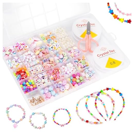 Perlen set Schmuck Basteln Mädchen, Ketten Basteln Kinder Mädchen, Armbänder Selber Machen set DIY Freundschaftsarmbänder für Weihnachten, Geburtstage, Party