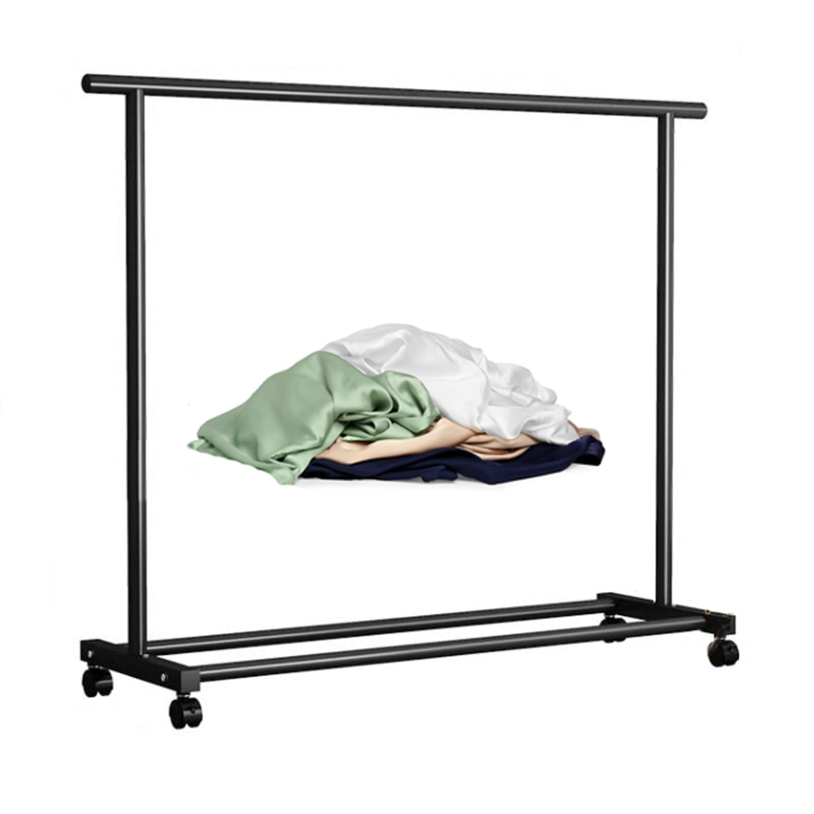 Portant à vêtements en métal noir 140 cm avec roulettes et étagère de rangement