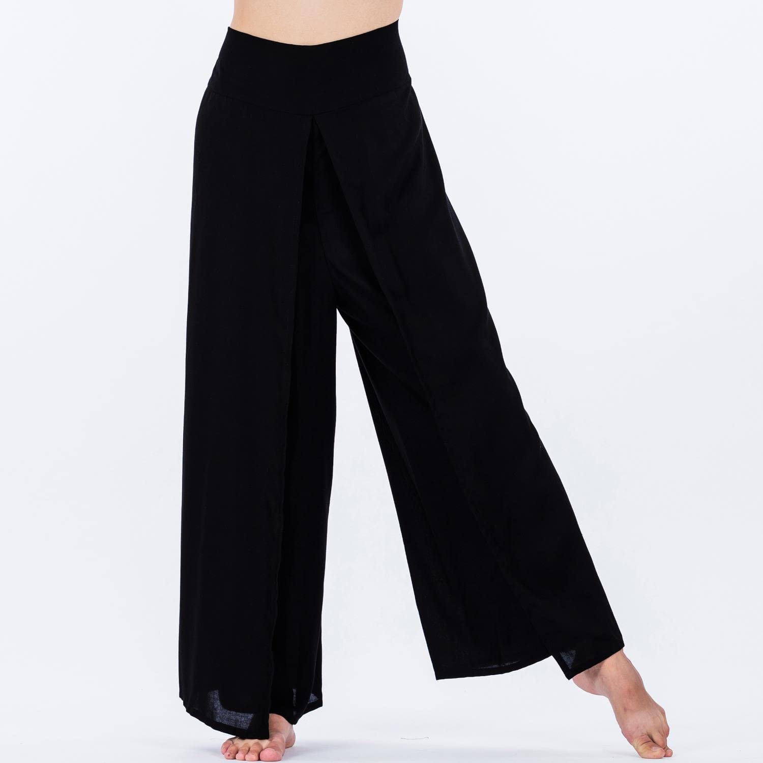 Lofbaz Slit Leg Palazzo para Mujeres, niñas, Mujeres, Pantalones de Yoga fluidos