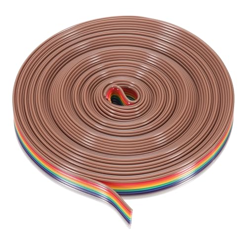 MECCANIXITY 1 Pcs 9 Pin Flat Rainbow Ribbon Cable 20 Ft 1.27mm Pitch Breadboard Jumper Wires for Electronic Projects