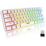 CROSS ZEBRA L500 Wireless Gaming Keyboard, 61 Keys Bluetooth 5.0 + 2.4G Tri-Mode RGB Backlit Ergonomic Ultra-Compact Silent 60% Keyboard with Rechargeable Battery for Windows Mac PC PS4 Gamer, White